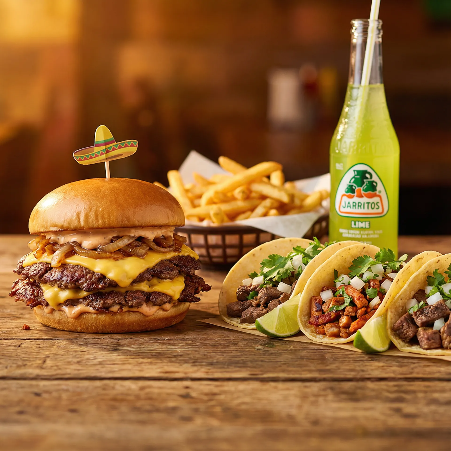 Happy Sombrero Smash Burger and Tacos Feast